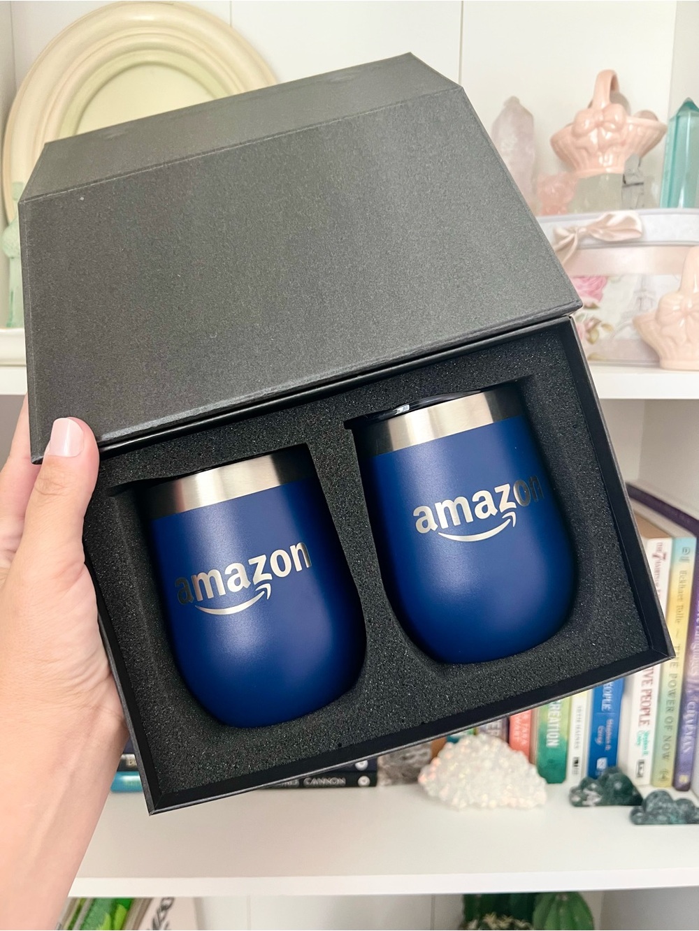 Amazon Employee Exclusive Stemless Wine Tumbler Set 2 Delivering Smiles NEW